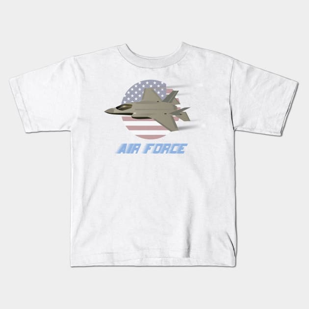 American Air Force F35 Jet Fighter Kids T-Shirt by NorseTech